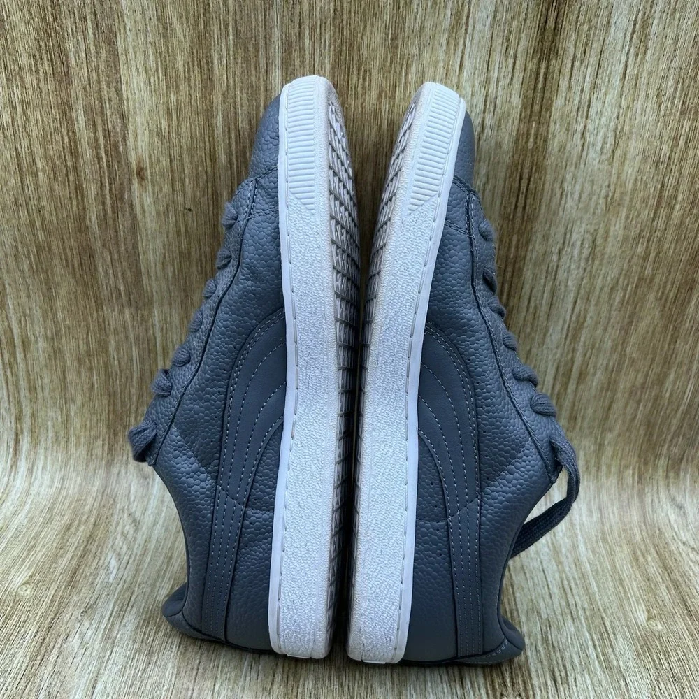 Puma Basket Classic Sneakers Men's 10 Grey Textured Leather Low Top 358894-03